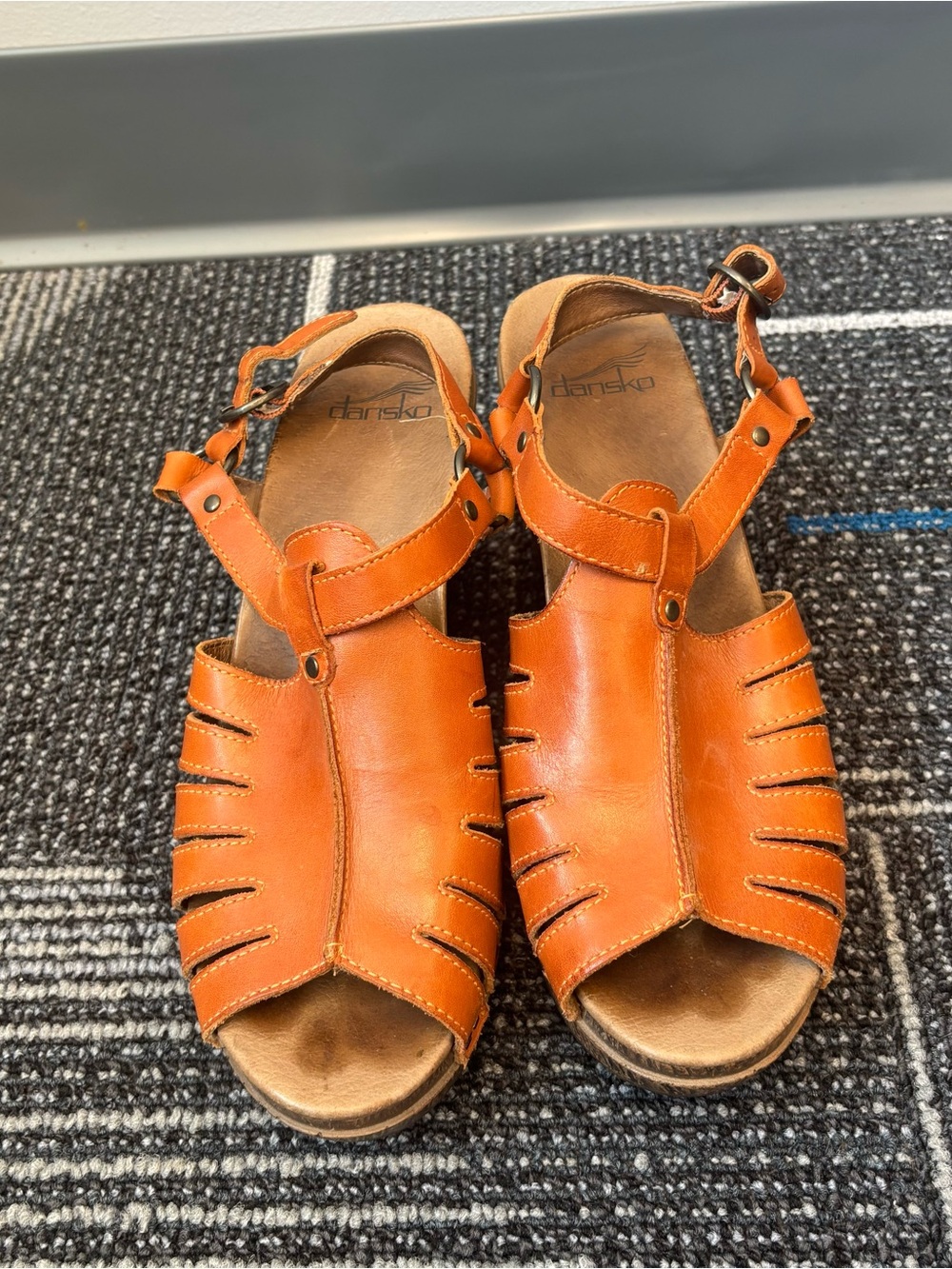Dansko Randy Brandy Orange Leather Heeled Sandals Shoes Slingback 40 US 9.5-10 - Picture 2 of 10